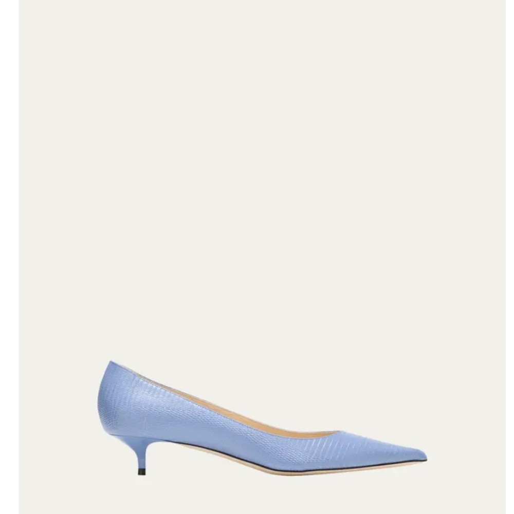 Jimmy Choo Amelia Embossed Leather Kitten Heel Pumps